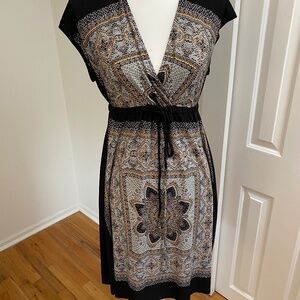 Black, grey, gold mini dress